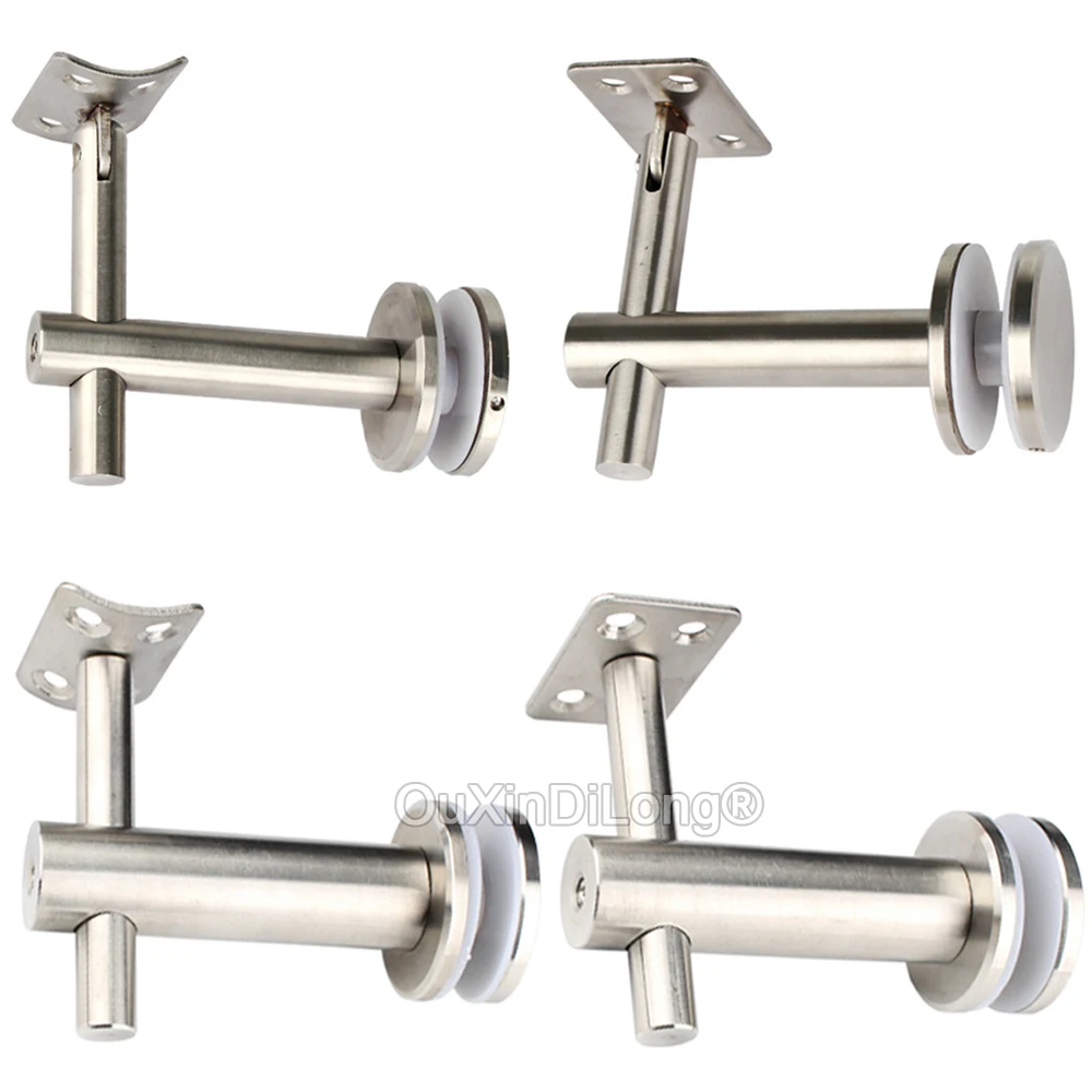 

4PCS Stainless Steel Handrail Bracket Adjustable Glass Wall Mounted Bracket for Round Wood/ Stainless Steel Handrail FG1221