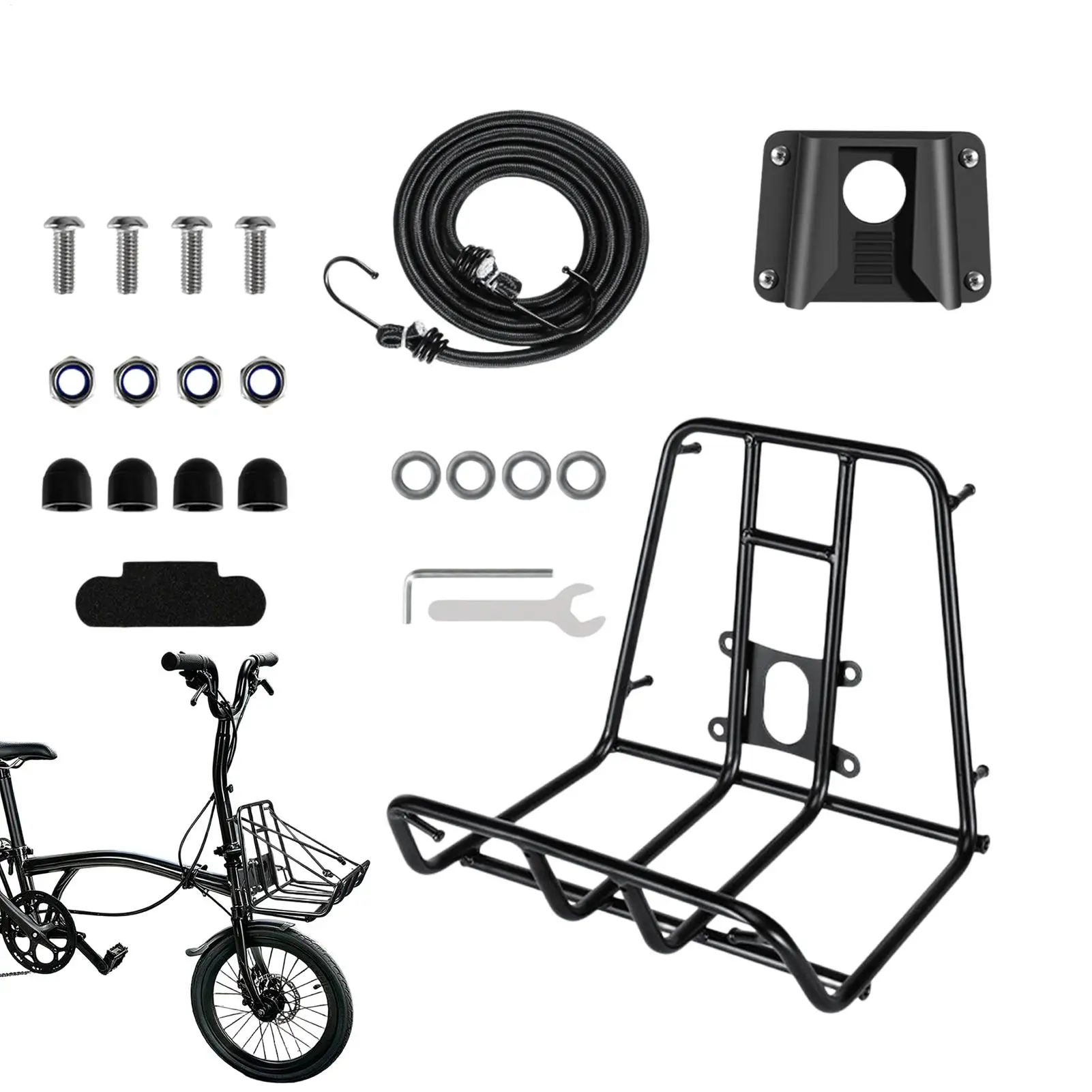 Quick Release Bike Front Rack 10kg Bicycle Cargo Holder Durable Front Carrier for Commuting Camping Outdoor, Universal Fit