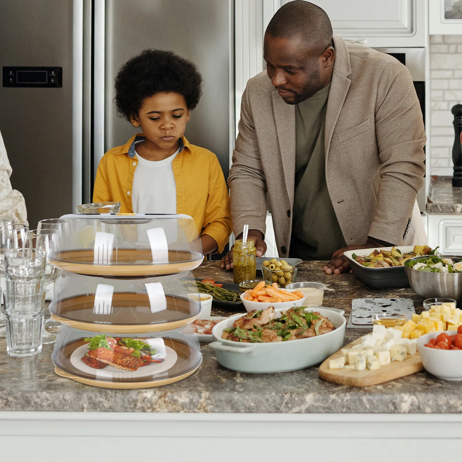 

1Pcs Food Cover Heat Preservation Transparent Kitchen Accessory for Cake Vegetable Leftovers Household Dining Table Use