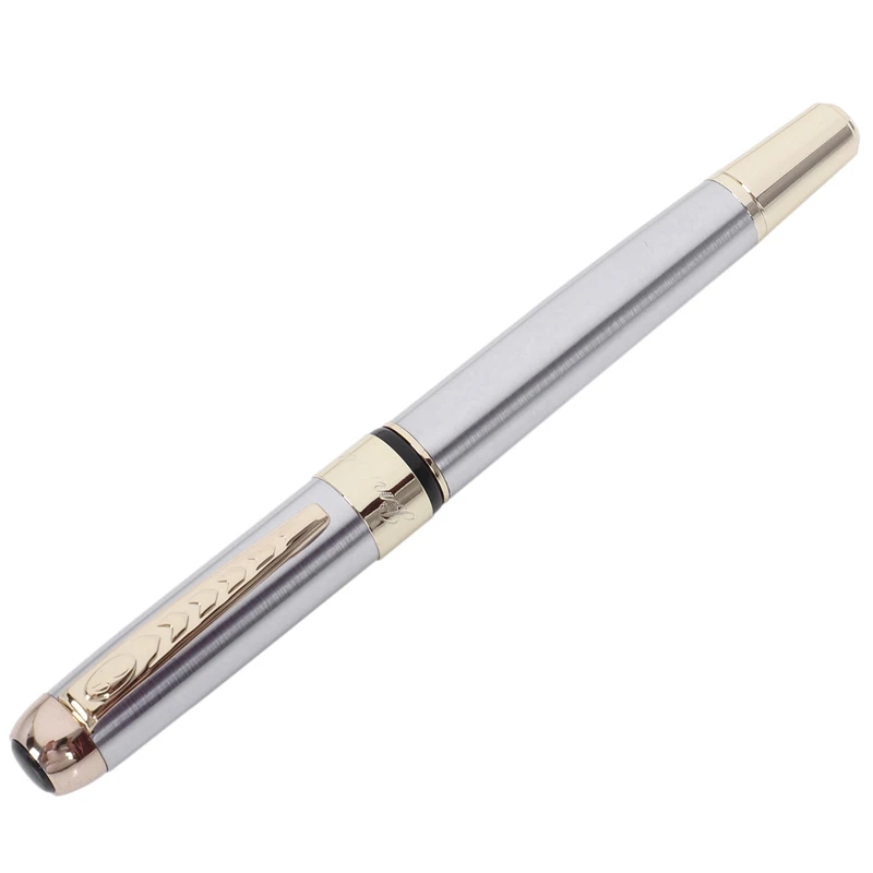 

2X Jinhao 250 Frosted White Gold Fountain Pen M Nib Fountain Pen Gift Festival