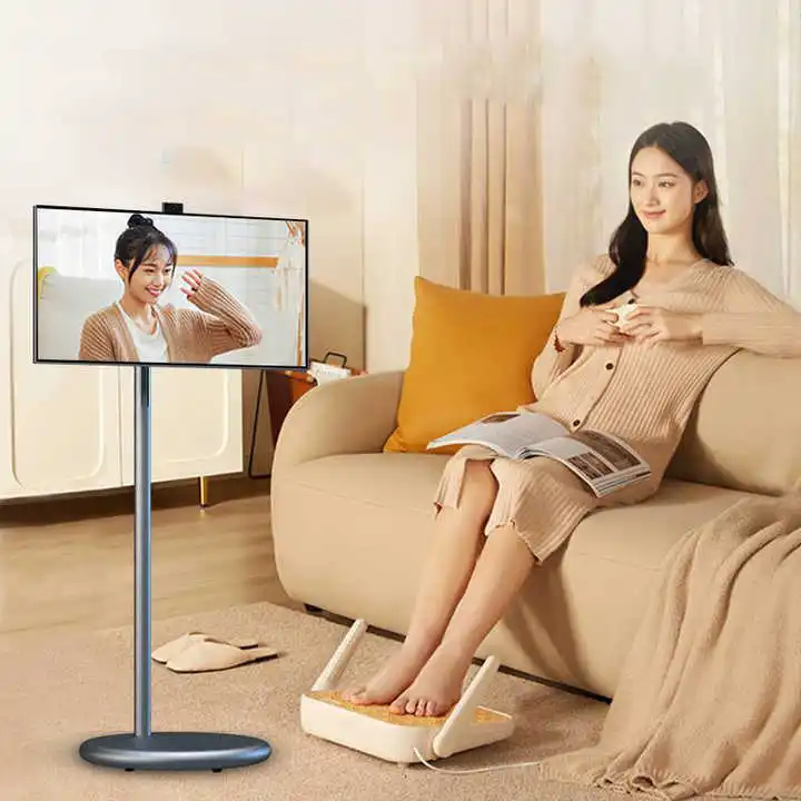 Tela plana 21.5 Polegada tv tela de televisão inteligente tela toque portátil tv móvel recarregável lcd suporte tv siga por me