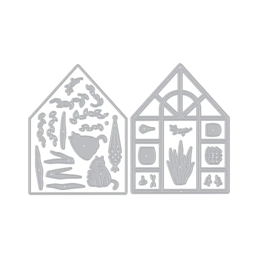

Greenhouse Flowers Metal Cutting Dies Clear Stamps for DIY Greeting Card Making Scrapbooking Craft Decoration April 2026 New