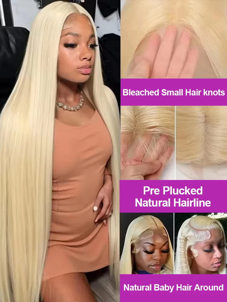 613 honigblonde farbige 13x6 HD Lace Front Echthaarperücken 30 40 Zoll Knochengerade 13x4 Lace Frontal Perücke für Frauen 250 Dichte