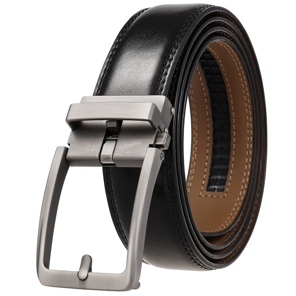 Retro Luxury Cowhide Belt for Men Fashion Casual Versatile Leather Waistband Accessories Cowhide Metal Automatic Buckle Girdle