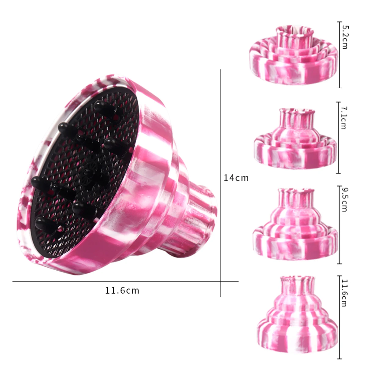 قطعة واحدة من غطاء ناشر مجفف الشعر السميك المقاوم للحرارة من السيليكون القابل للطي، ملحقات مجفف الشعر الخاصة بشعر مستعار حقيقي #6