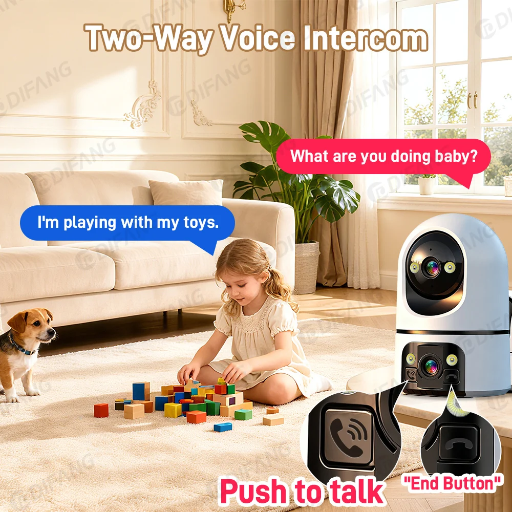 

Baby Monitor with Video Call, 5K HD Auto Tracking, 360° WiFi Indoor Pet Camera with Night Vision and 2-Way Audio, Cloud Storage