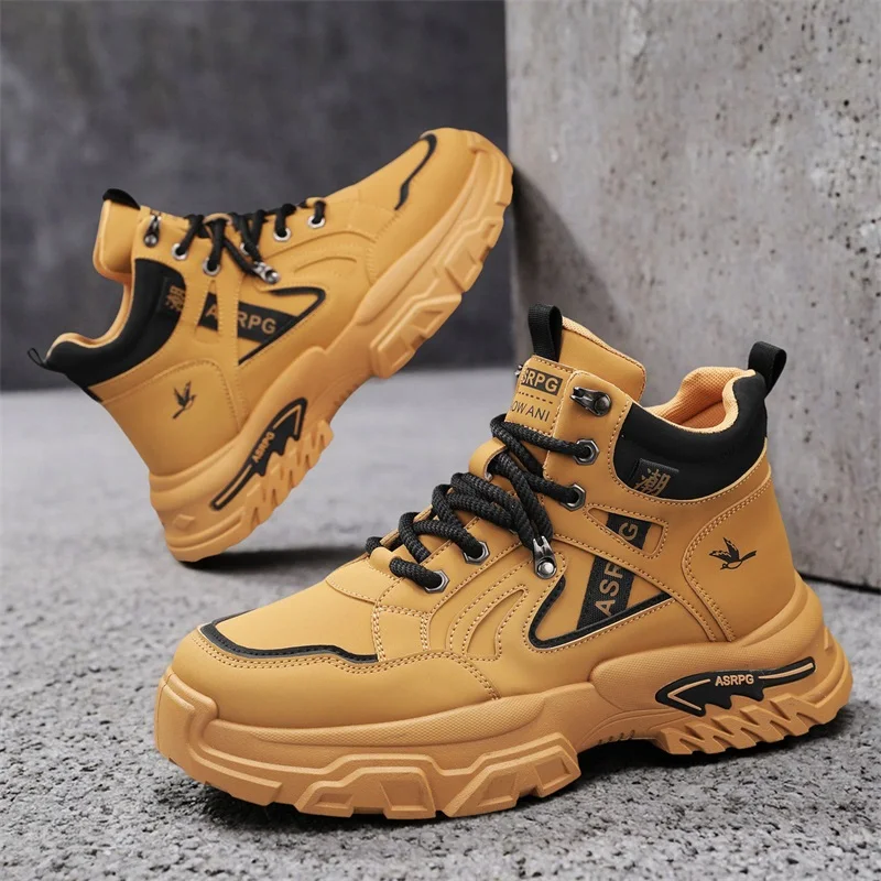 

Уличные мужские прогулочные кроссовки, повседневная спортивная обувь с высоким берцем для бега, Нескользящая походная обувь для скалолазания, удобная рабочая обувь до щиколотки