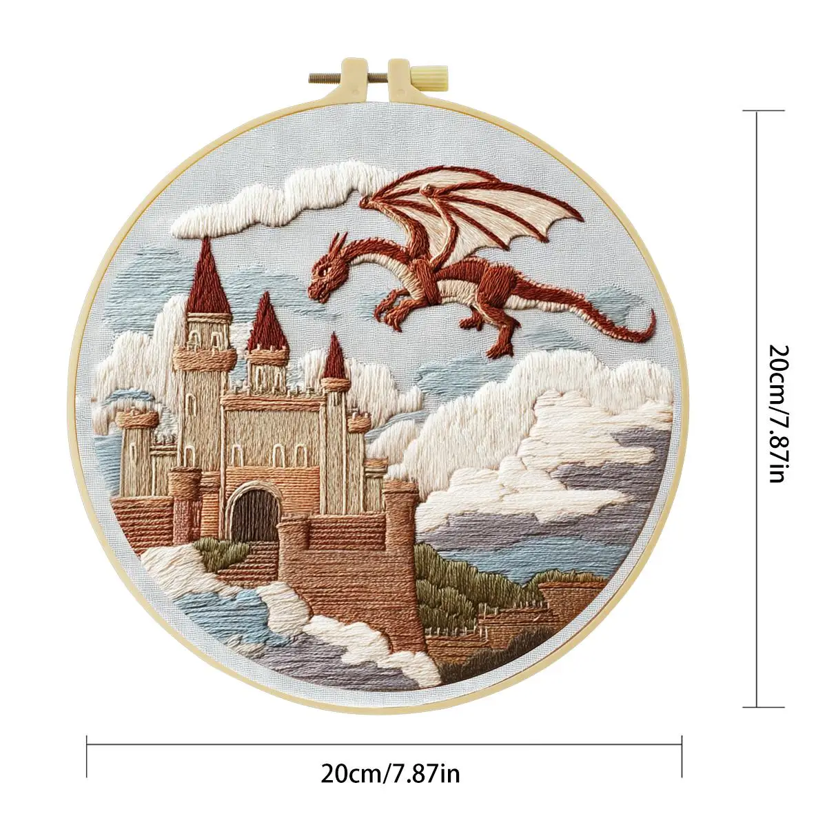 1 Stück 20X20CM/15X15CM 7,87/6,3 Zoll Schloss-Stickerei-Starter-Kit DIY-Kit DIY-Stickerei-Set für Anfänger – Detail 3