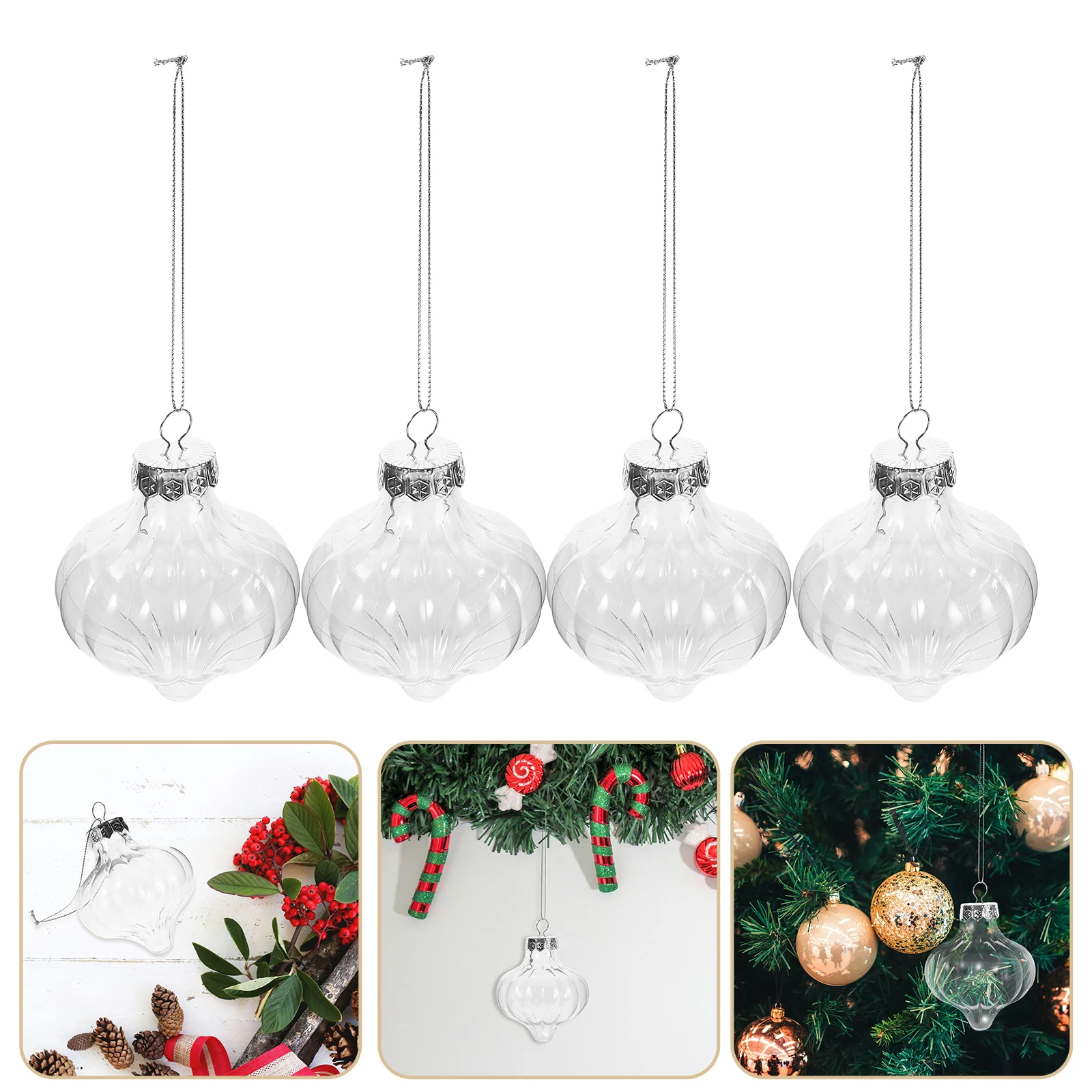 

16 Pcs Pumpkin Decorative Pendant Clear Christmas Ornament Fillable Balls Plastic Decorations Crafts Ornaments Platic