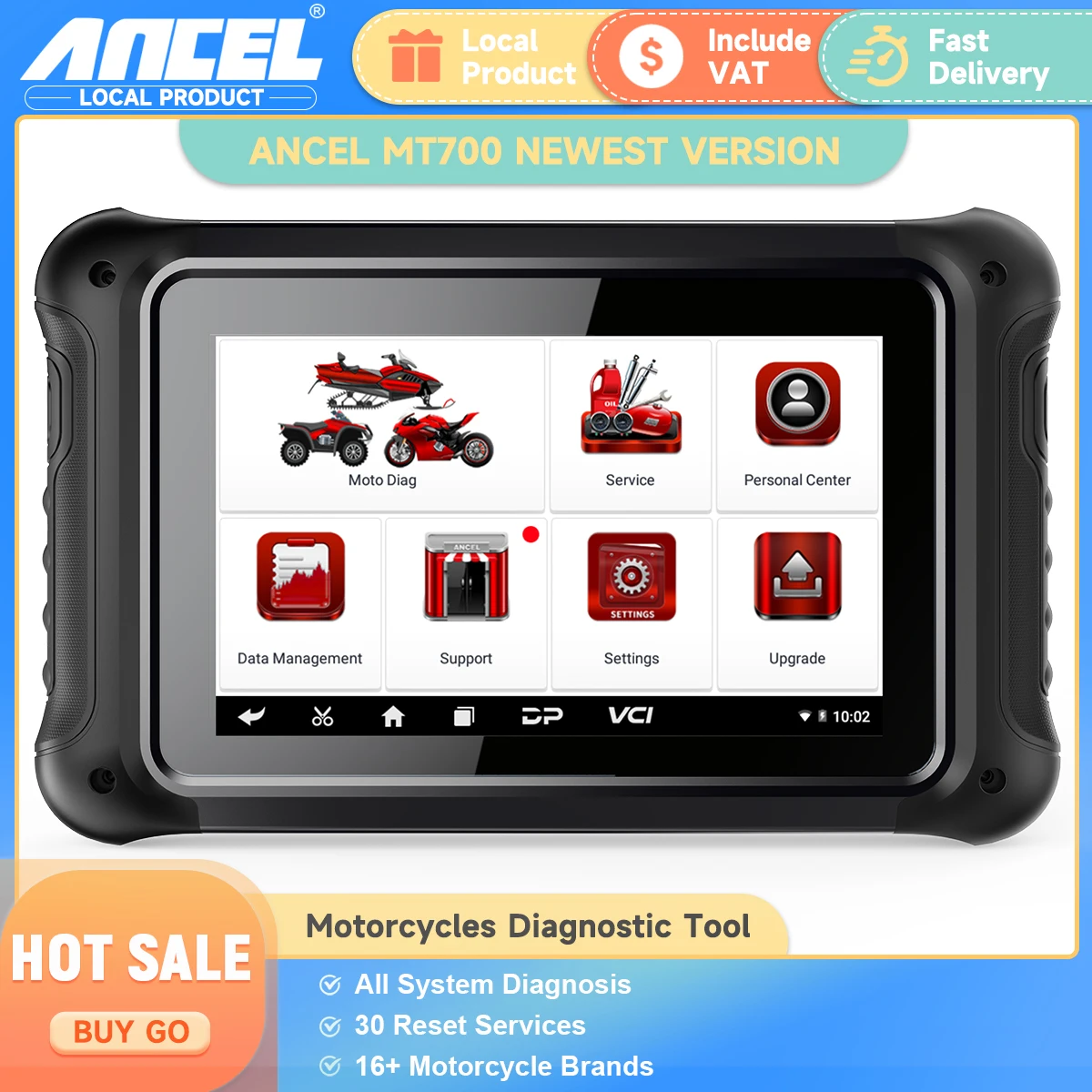 ANCEL MT700 OBD2 Motorcycle Scanner Full System Diagnostic Tool  Oil Rest ABS Bleeding ECU Coding Active Test for Motorcycle