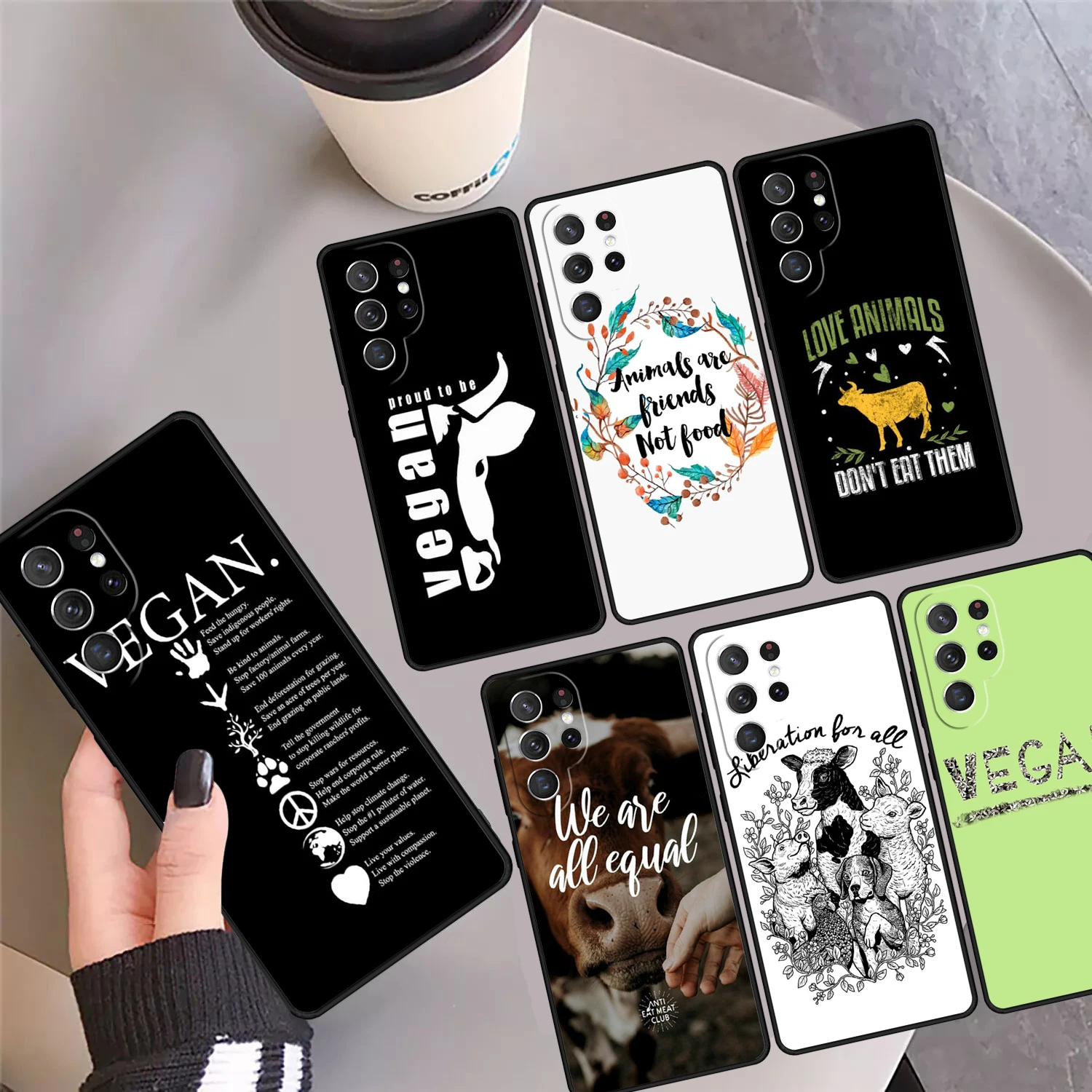 VEGAN FOOD QUOTES ANIMAL LOVE VEGGIE Phone Case Cover For Samsung S24 Ultra 23 S22 Plus S21fe Lite S20 S9 S10 Note 10 Pro 20