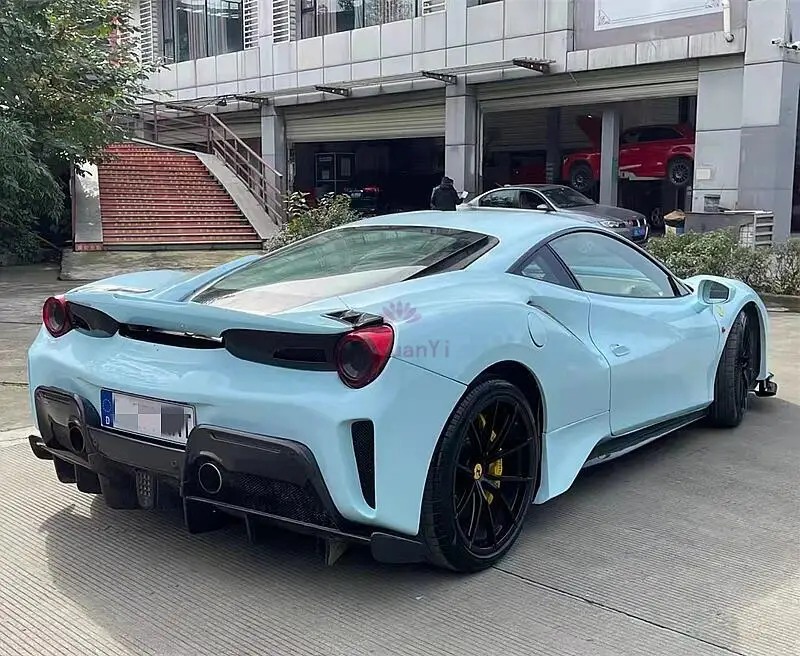 ل 2015-2018 فيراري 488 GTB بيستا نمط شبه جاف ألياف الكربون شريط أمامي شريط خلفي الجانب تنورة الجسم طقم الجسم
