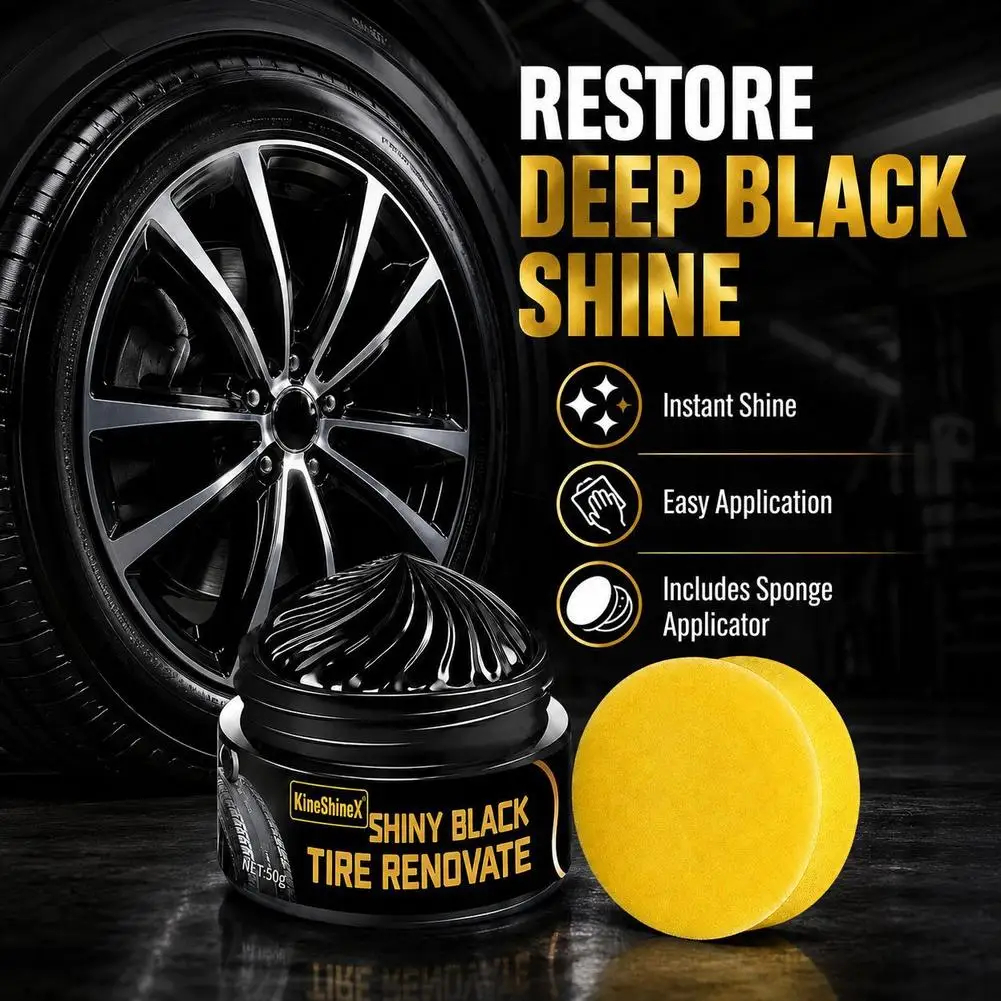 Black Shiny Tire Wax 30g - Durable, Long-Lasting Protection and Repair for All Kinds of Tires - Prevents Cracks and Whitens