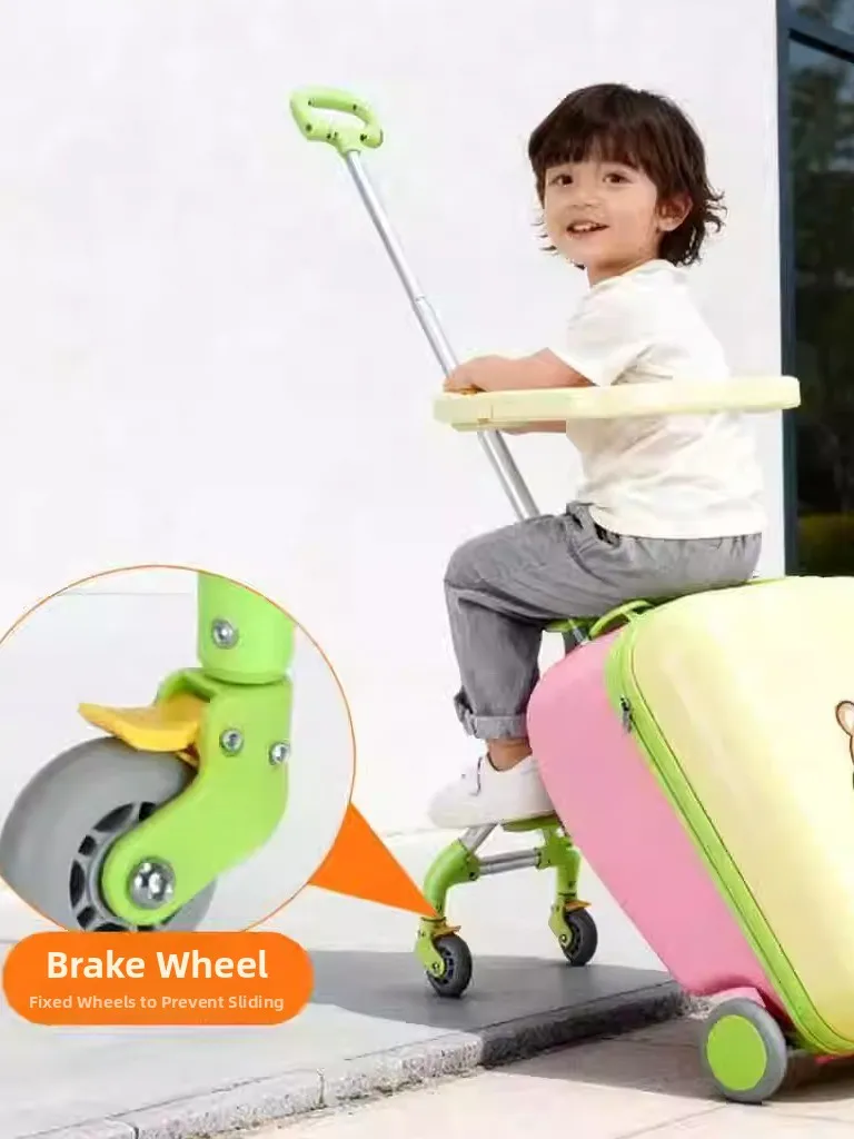 OKD2026 New Children's Rideable Lage 20-Inch Travel Suitcase Fem Cartoon Sle Polyester Inner Material Zipper Closure