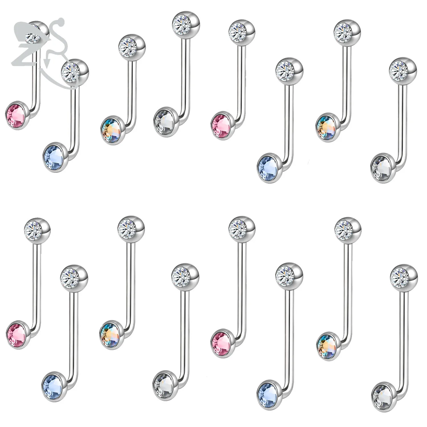 

ZS 1PC Crystal Internal Thread Belly Piercings G23 Titanium Belly Ring for Women Girls Earrings 10/12/14/16mm Belly Button Ring