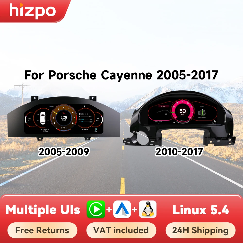 Hizpo Tachometer-Armaturenbrett für Porsche Cayenne 2005-2017 Digitales Instrumenten-Cluster Carplay Virtuelles Panel