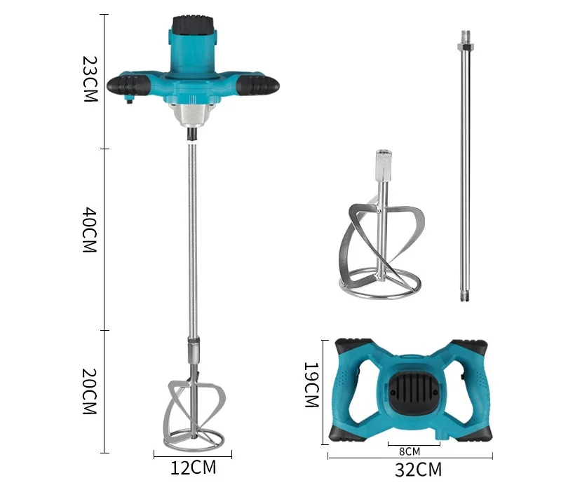Professional Electric 6-Speeds Plaster Paddle Mixer Mortar Cement Paint Stirrer Whisk Power Tools with Stirring Rod