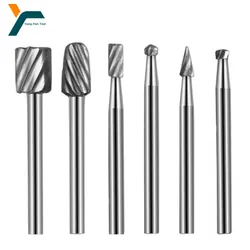 Set di punte per trapano Mini utensile rotante da 6 pezzi Set di frese per molatura del Router con gambo da 3.1mm fresa per intaglio del metallo del legno strumento Dremel abrasivo