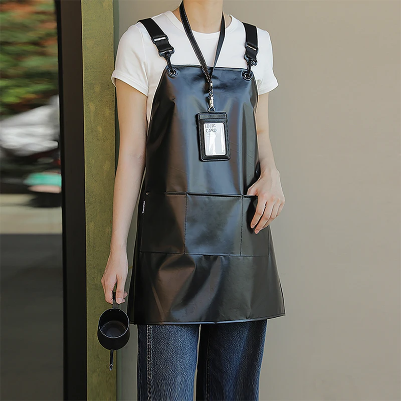 

Waterproof TPU Mesh Fabric Work Apron with 3 Pockets Adjustable Buckle One Size for Chefs Hair Stylists Artists Gardeners