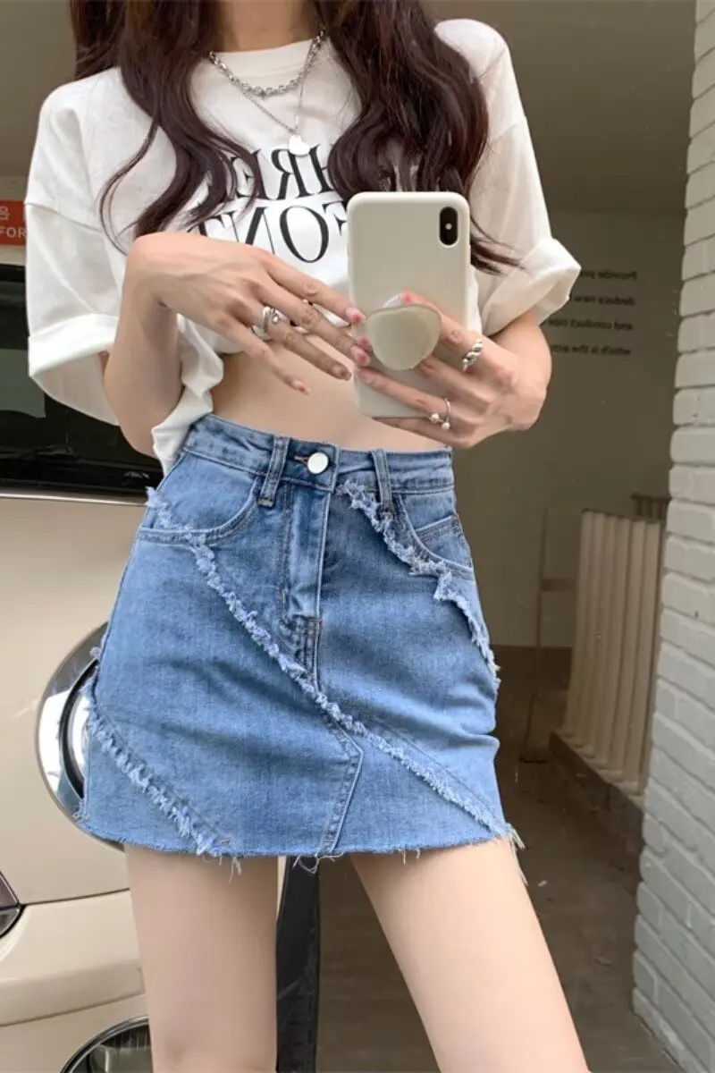 Y2k الجينز فضفاض منخفضة الارتفاع شورت جينز سراويل نسائية ملابس امرأة كبيرة الحجم ملابس الصيف Shoujo فتاة نمط السراويل متوهج الدنيم #1