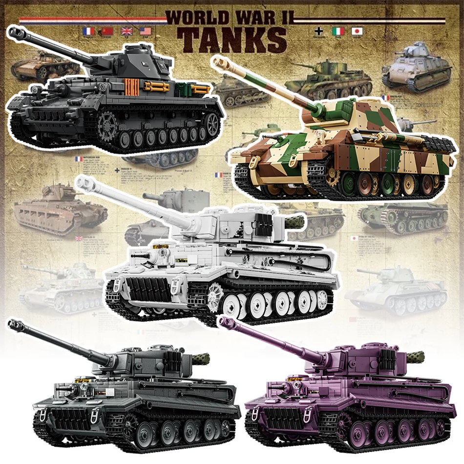 WW2 Military Series Army German Medium Tank Panther IV Ausf. F2 G Model Building Blocks Set with Figures Bricks Toys Kids Gifts