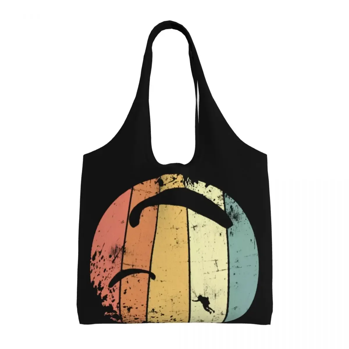 

Reusable 80s Paragliding Shopping Bag Women Canvas Shoulder Tote Bag Washable Paraglider Grocery Shopper Bags Handbags