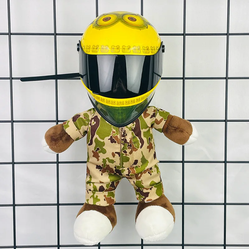 Motorcycle Doll Bear helmet camouflage clothing doll pendant military fan motorcycle universal decorative trunk pendulum plush d