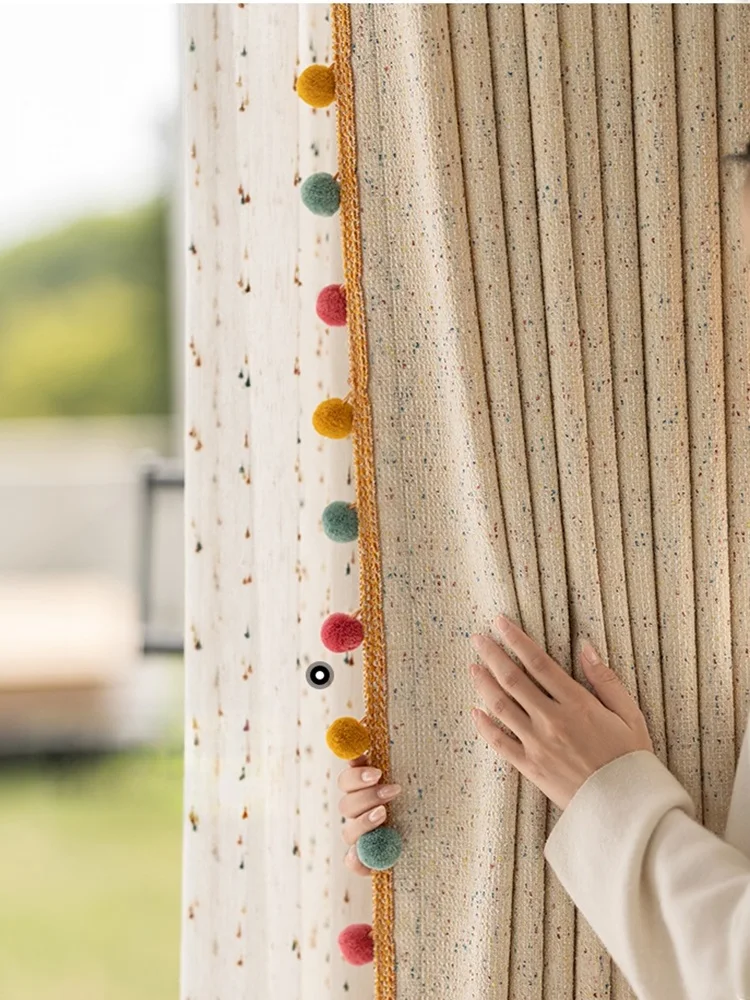 

Красочные кружевные шторы в виде фасоли, богемные дофаминовые детские комнаты, милые кремовые шторы для комнаты для йоги, полузакрывающиеся шторы в художественном стиле, индивидуальный размер