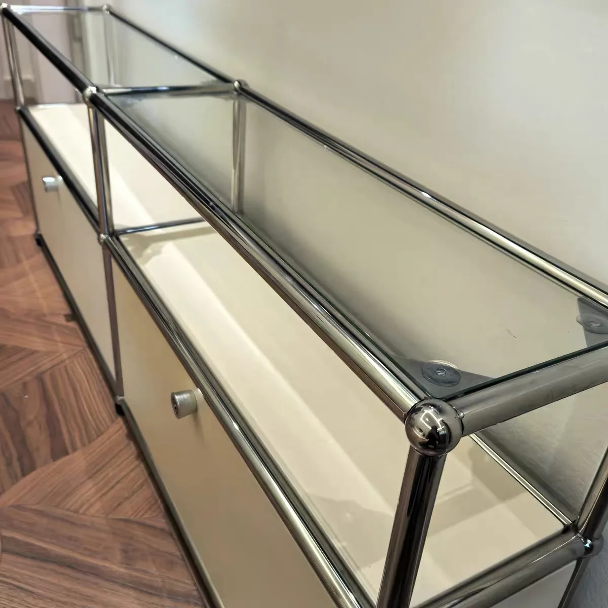 Customized Household Sideboard Drawer Living Room Cabinet Modular Modern Durable Stainless Steel Soild Wood Living Room Cabinet