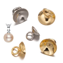50pcs 4/5/6/8/10mm Stainless Steel Pendant Bail Bead Cap Cup Pearl Pin Peg for DIY Necklace Earring Charm Pendant Jewelry Making