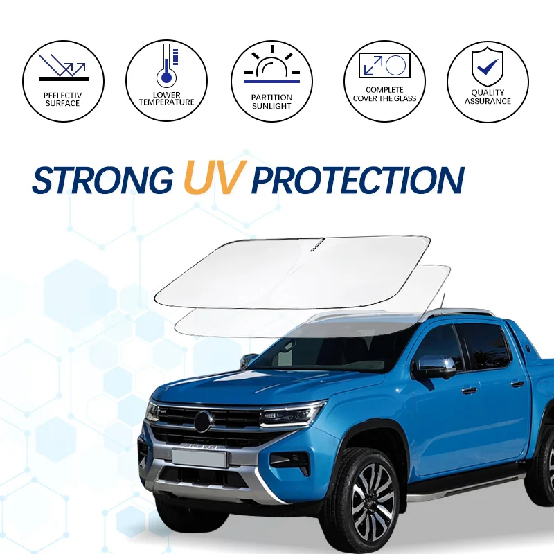 Kaca Depan Mobil Pelindung Matahari Jendela Dapat Dilipat Blok Pelindung Pelindung Matahari Sinar UV untuk VW Amarok 2010-2022 Aksesori Musim Panas Mobil