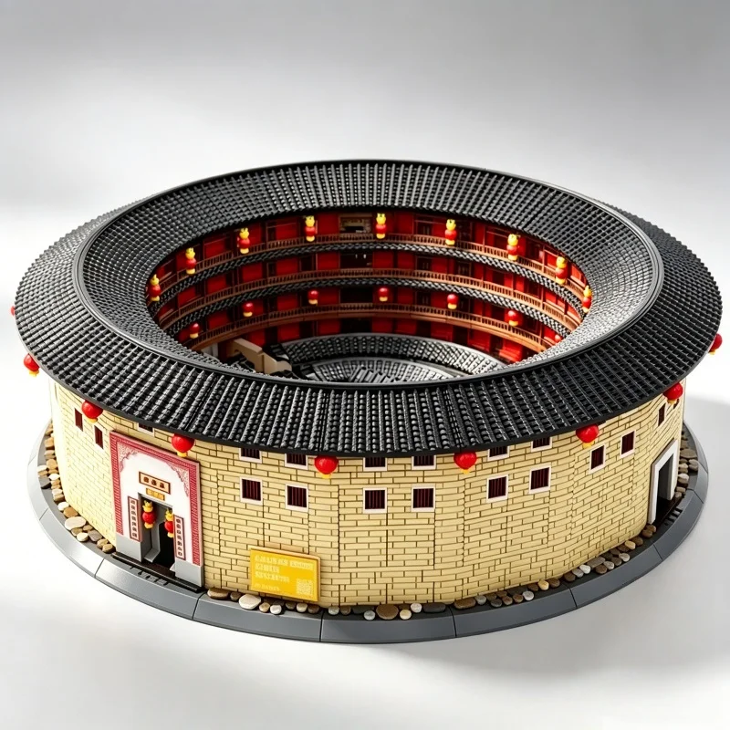 

Creative Chinese Fujian Tulou Historical Architecture Assembly Toys Building Block Model Adult Collectible Gift Holiday Gift