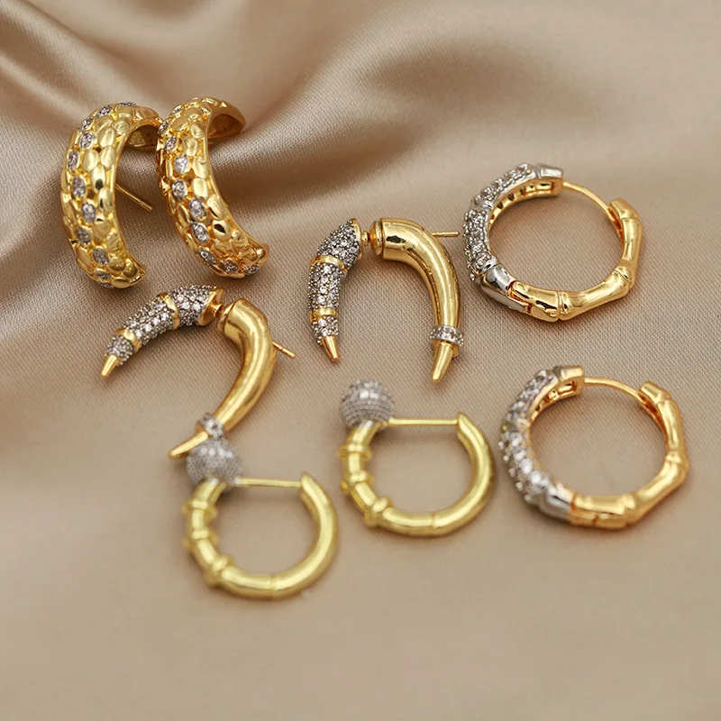 جديد البصر تصميم كريستال هندسية وأقراط للنساء أزياء العلامة التجارية مجوهرات فريدة من نوعها أقراط زركونيا حساسة