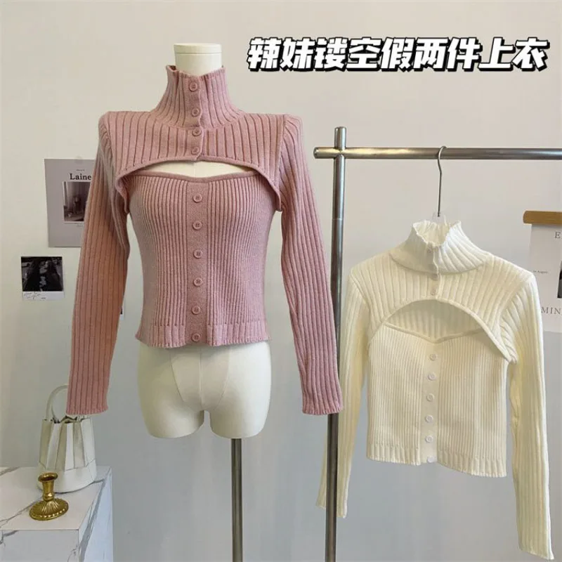 

Y2K Sexy Turtleneck Slim Cardigan Sweater Cardigan Sweater Knitted Cardigan Women New Tops