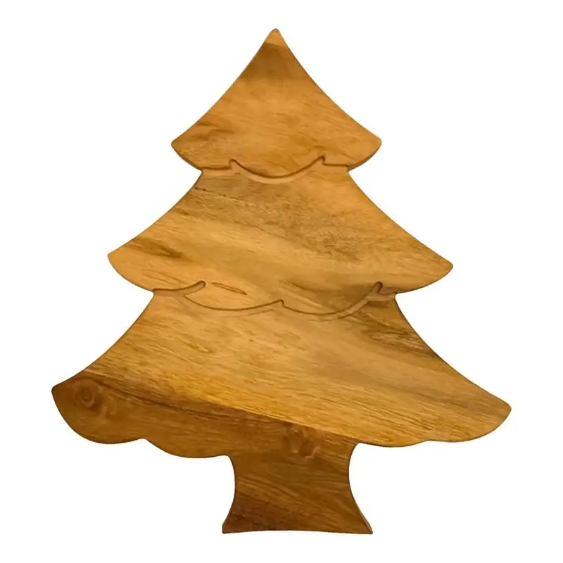 Cheese Board Cutting Board Christmas Tree Shaped Serving Utensils Natural Wood Grain Appetizer Tray Smooth Serving Tray For