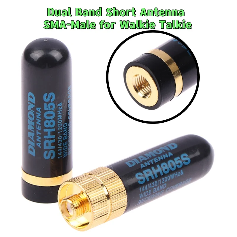 

SMA-M/SMA-F Dual Band Antenna UHF+VHF SRH805S For Baofeng YAESU Walkie Talkie 136-174MHz 400-520MHz