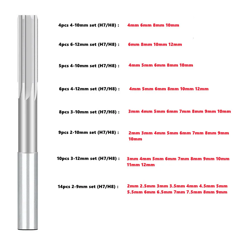 W6542 HSS machine tool reamer H8, 2mm- 20mm straight shank chuck machine tool reamer straight slot reamer milling cutter