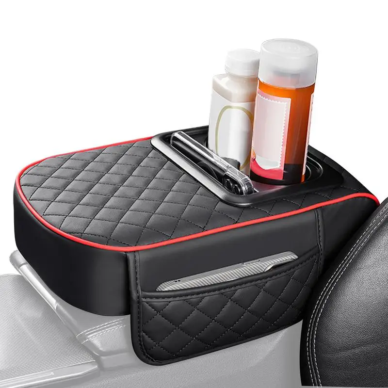 3 in1 Car Arm Rest Box Pad Thicken Center Console Box Extension Armrest Cushion Soft Elbow Support Cup Holder Organizer Bag