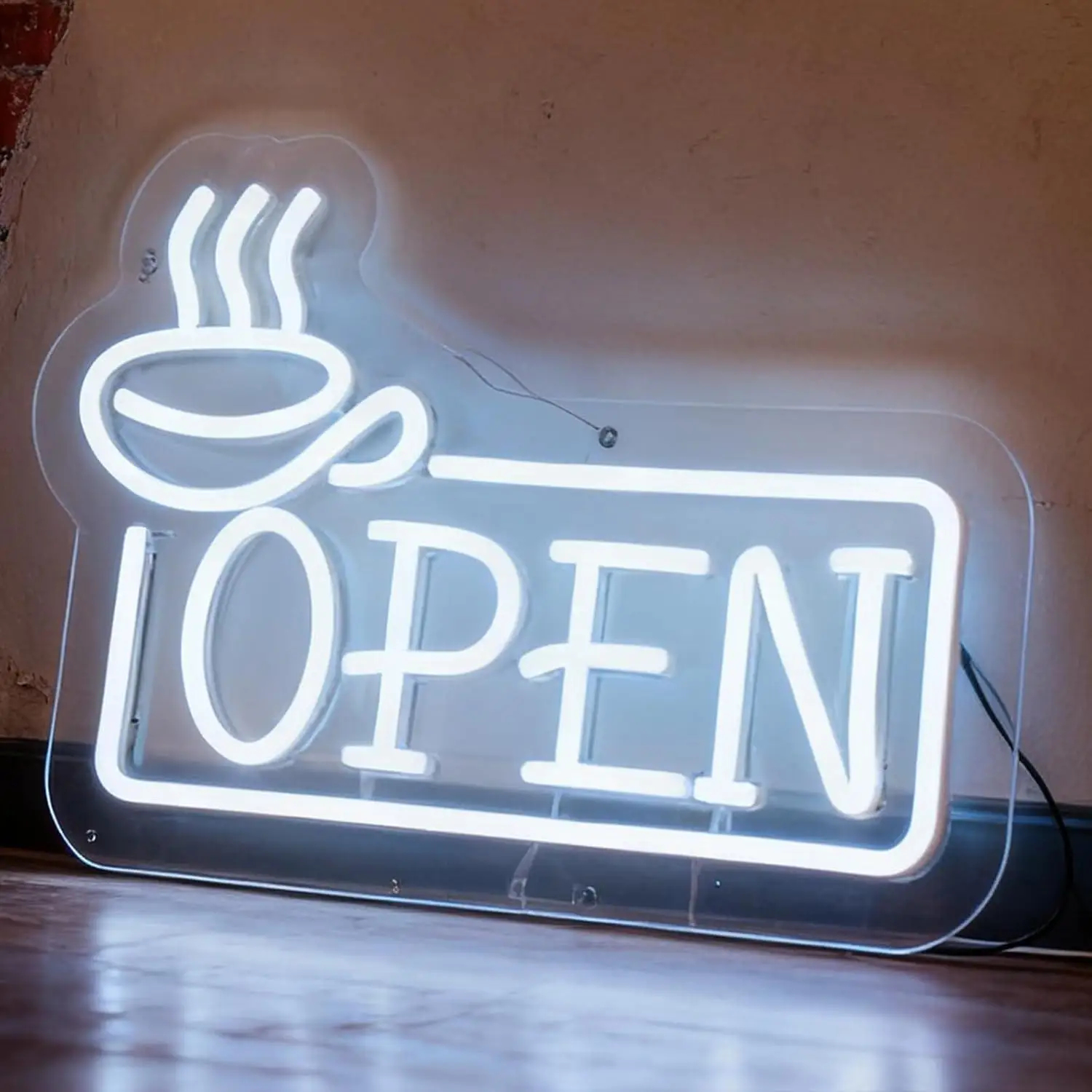 Coffee Shop Open Neon Sign USB Dimmable LED Light for Cafe Restaurant Kitchen Business Storefront Open Sign Wall Decor Gifts