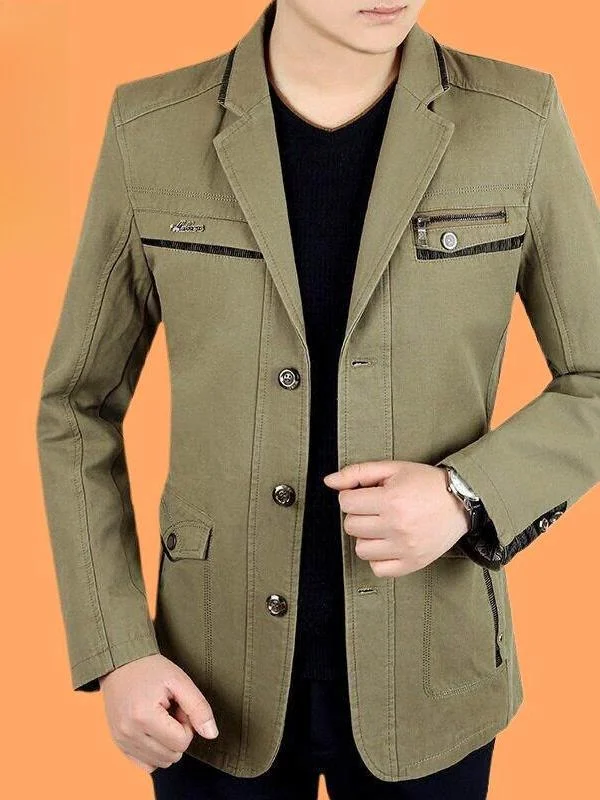 

Мужская куртка в повседневном стиле из чистого хлопка, долговечная, для мужчин среднего возраста, весна-осень, деловая верхняя одежда