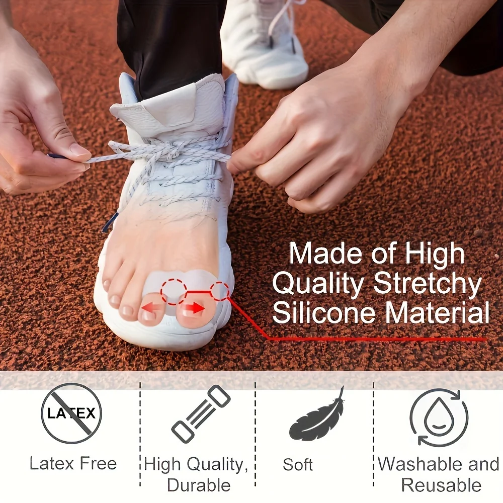 2個のソフトジェルつま先セパレーター、2つのループ付き - 快適なシリコンつま先スペーサー、毎日の使用に適しており、再利用可能なデザイン