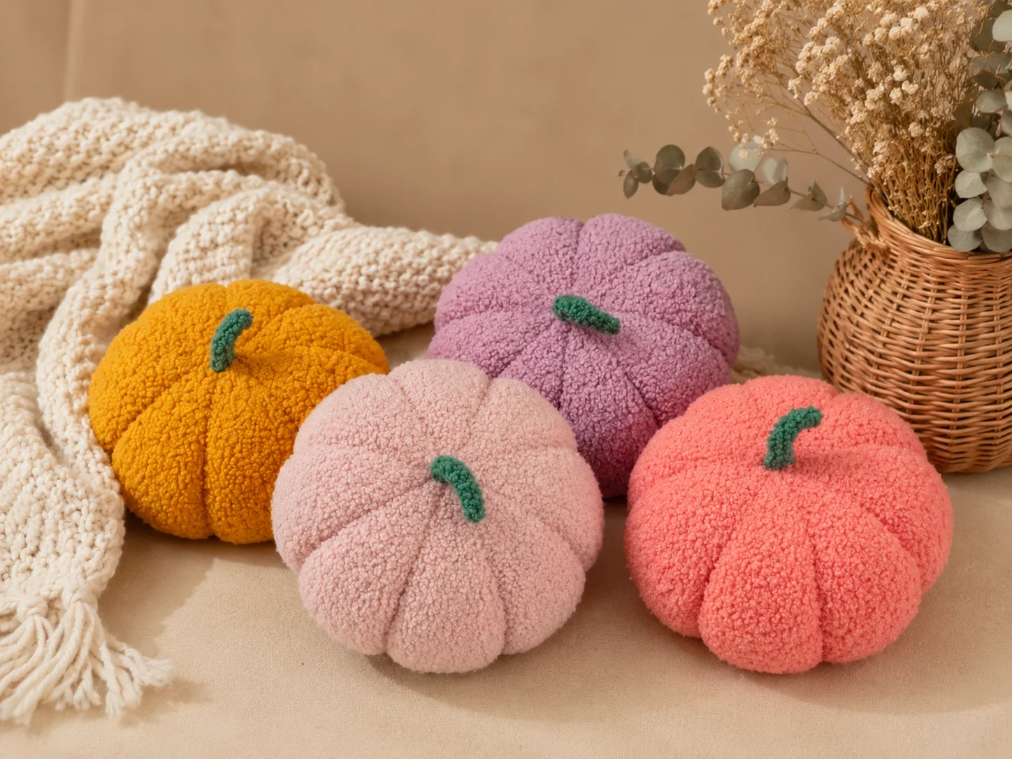 Realistic Plush Pumpkin Decorative Throw Pillow Comfortable Festival Gift Ornament Highly Replicated Soft Toy for Autumn Decor