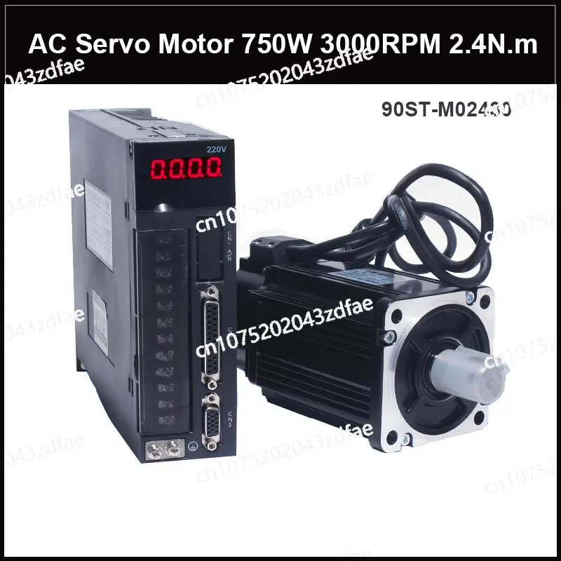 90ST-M02430 220V 750W AC Servo motor 3000RPM 2.4 N.M. 0.75KW servomotor Single-Phase ac drive permanent magnet Matched Driver