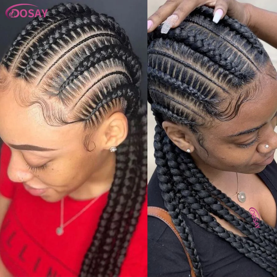 Synthetic Cornrow Braided Wig For Women Long 36Inch Full Lace Twist Box Braid Wig With Baby Hair Jumbo Knotless Box Braids Wig