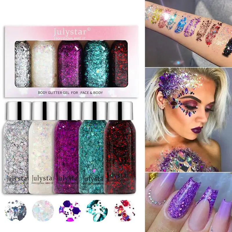 Gezicht Glitter Make-Up Festival Cosmetische Glitter Pailletten Body Glitter Mousserende Decoratie Glitter Beauty Set Voor Haar Wangen En