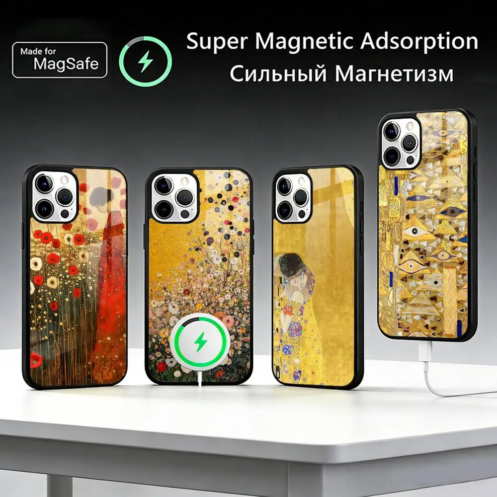 

G-Gustav K-Klimt Painting Phone Case For iPhone17,16,15,14,13,12,11 Plus,Pro Max For Magsafe Wireless Charging