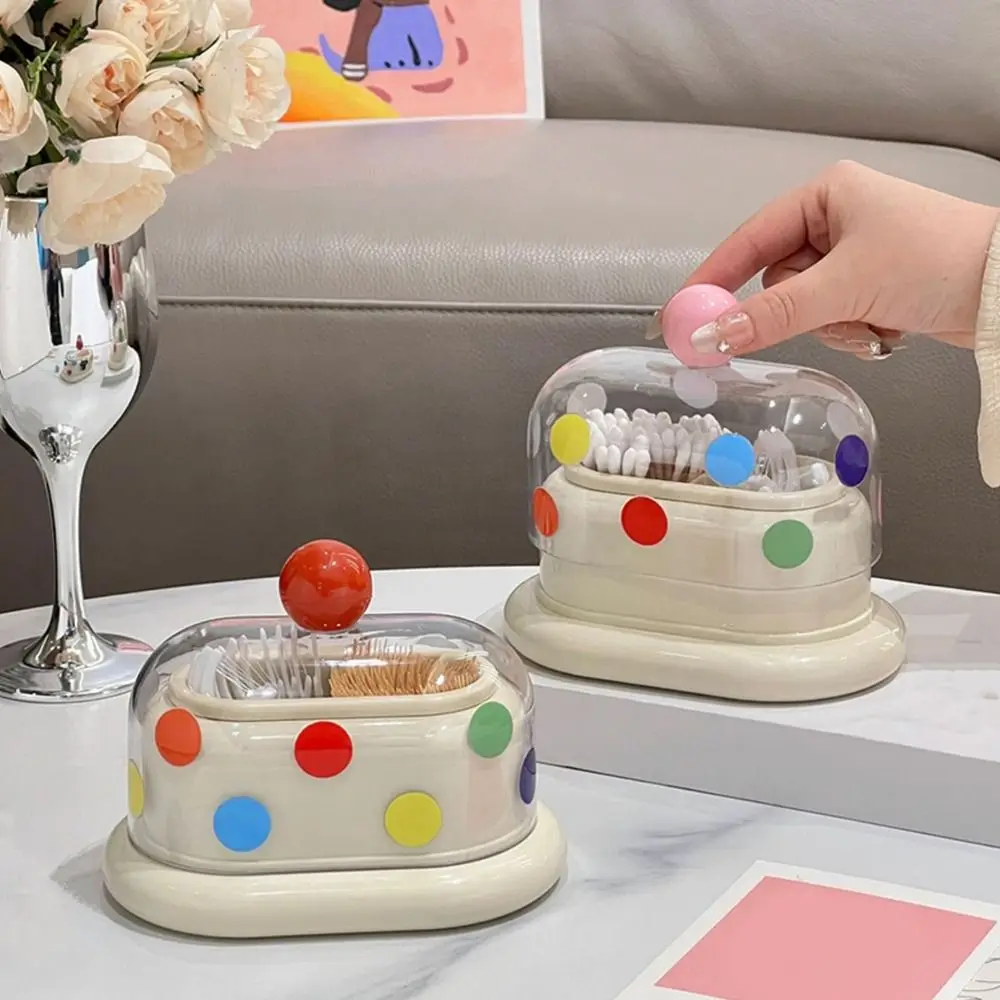 

Plastic Dopamine Toothpick Box Dustproof Double Grid Toothpick Storage Box Decorative Cute Dental Floss Storage Box for Home