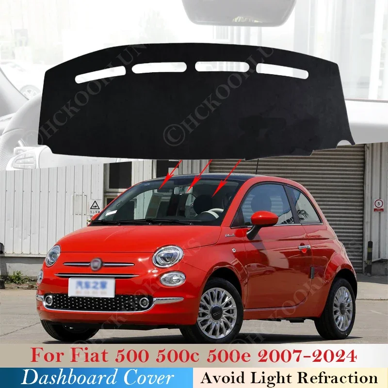 

Dashboard Cover Mat Dashmat Car Accessories Pad Dash Sun Shade Protect Carpet for Fiat 500 500c 500e 2007 ~ 2024 2023 2022 2021