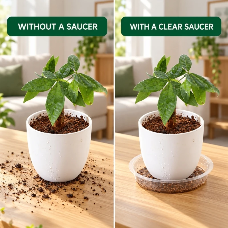2025 New Plant Pot Saucers, 20Piece Plastic with a Clear Finish and Raised Edges for Drainage Water and Loose Soil on Tables and
