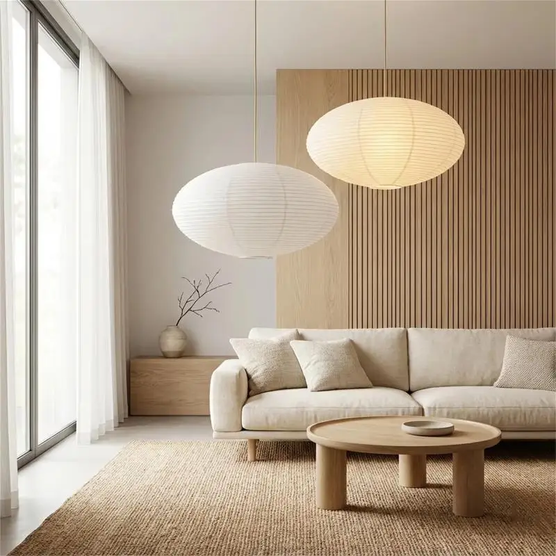 1/2Pcs Chinese Foldable White Oval Paper Lantern Lampshade Hanging Ceiling Light Cover Bedroom Living Room Home Decor